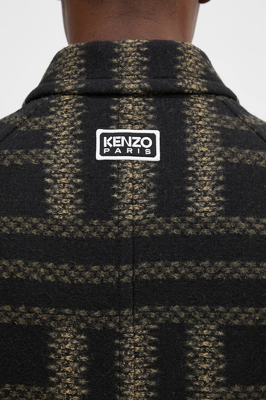 Вовняне пальто Kenzo Weave Overcoat FE65MA0329JB.99 чорний