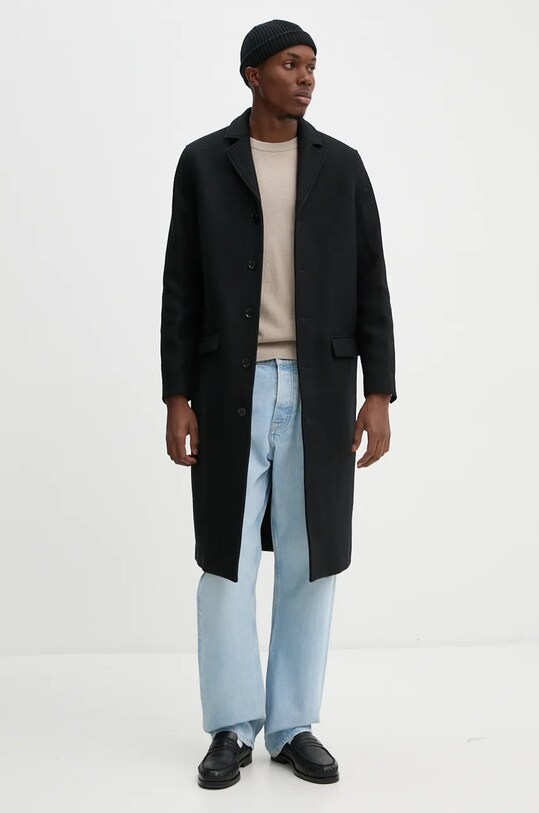 Samsoe Samsoe płaszcz wełniany SATESFA M24300090 czarny AW24