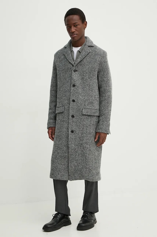 Samsoe Samsoe palton de lana SATESFA M24300078 gri
