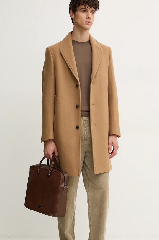 Шерстяное пальто Sisley коричневый 28N0SN039