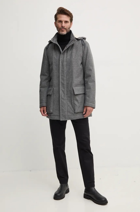 Bunda s prímesou vlny BOSS 50528649 sivá AW24