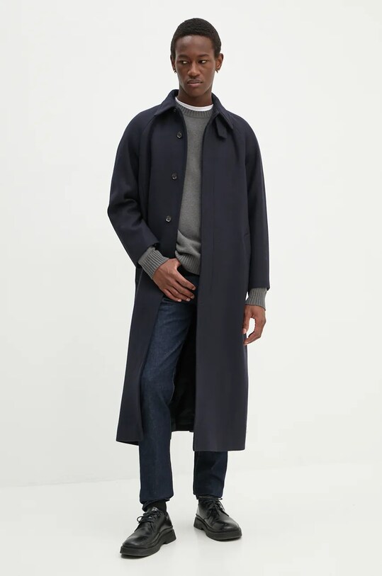 A.P.C. palton de lana manteau gaia cu captuseala bleumarin WVBDE.F01533