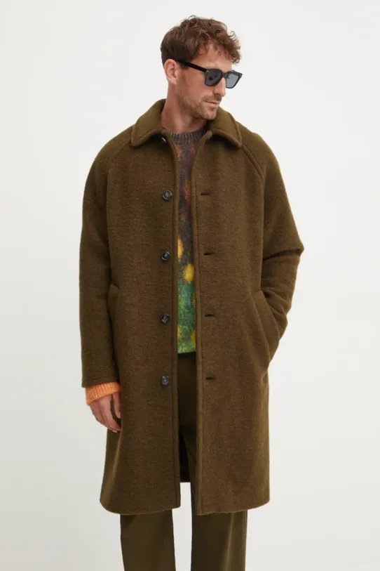Kabát A.P.C. manteau gaston přechodné zelená WVBCA.H01516