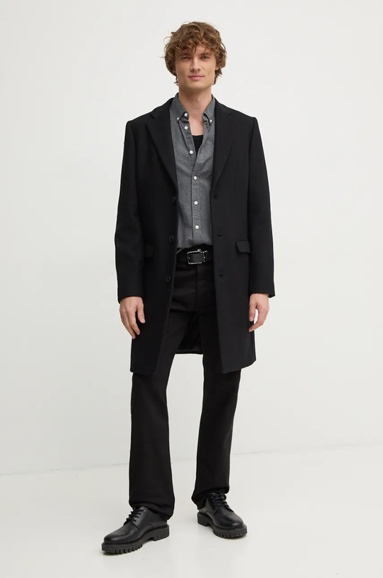 Lindbergh płaszcz wełniany 30.303022.BLACK czarny AW24