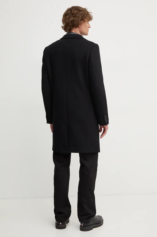 Odzież Lindbergh płaszcz wełniany 30.303022.BLACK czarny