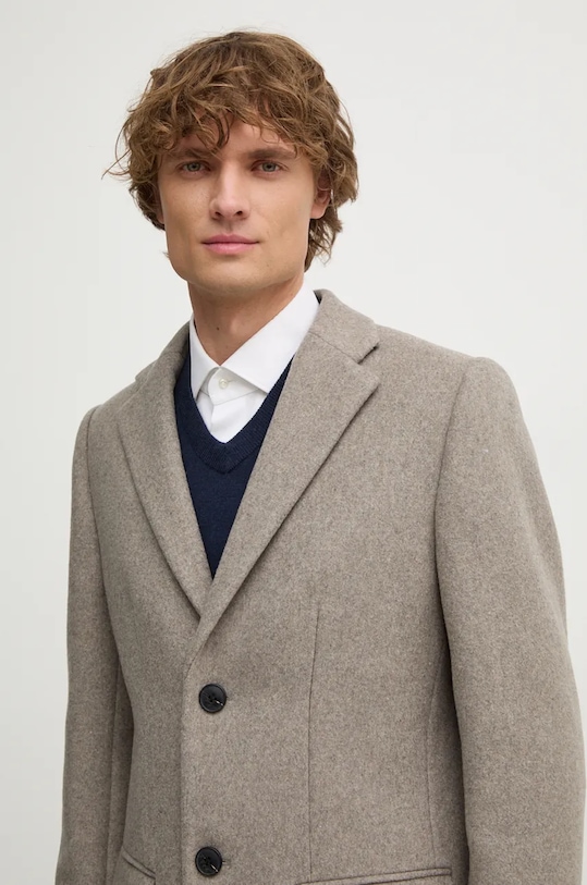 Vlněný kabát Lindbergh 30.303022.STONE.MEL béžová