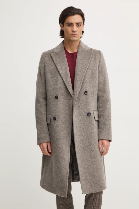 Vlnený kabát BOSS 50528175 béžová AW24