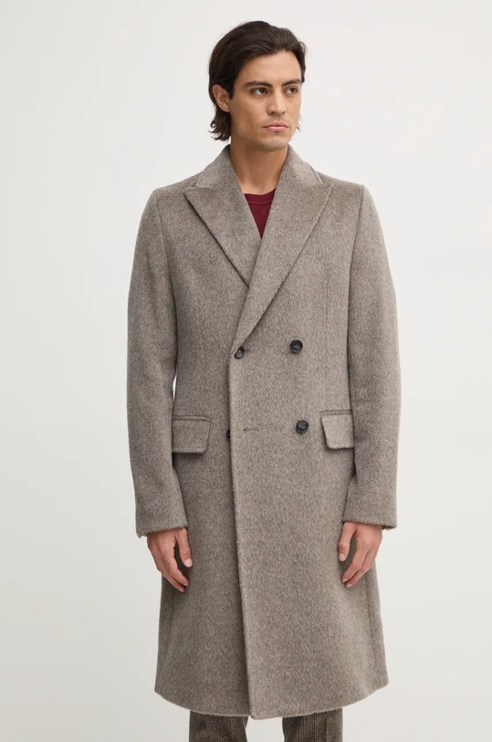 Vlnený kabát BOSS béžová 50528175
