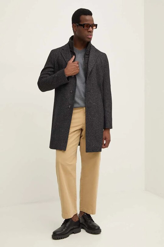 Kabát s prímesou vlny BOSS 50528177 čierna AW24