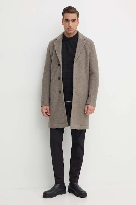 Vlněný kabát BOSS 50528187 béžová AW24