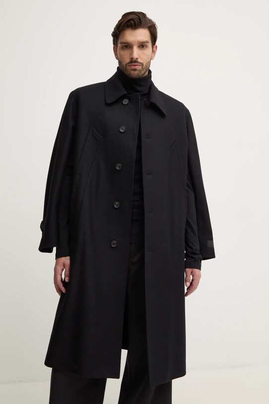 MM6 Maison Margiela palton de lana negru SH2AA0008.S52207