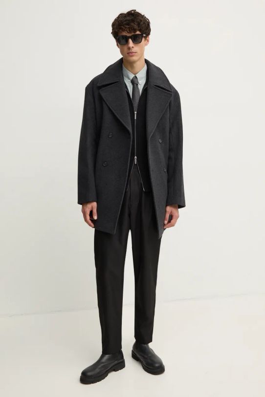 Michael Kors płaszcz wełniany CF42083BQA szary AW24