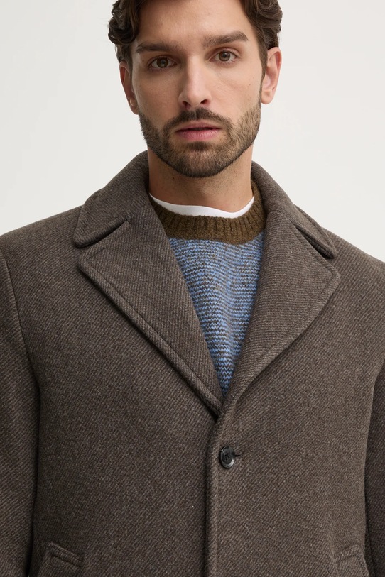 Vlnený kabát Sisley hnedá 2UHZSN03H