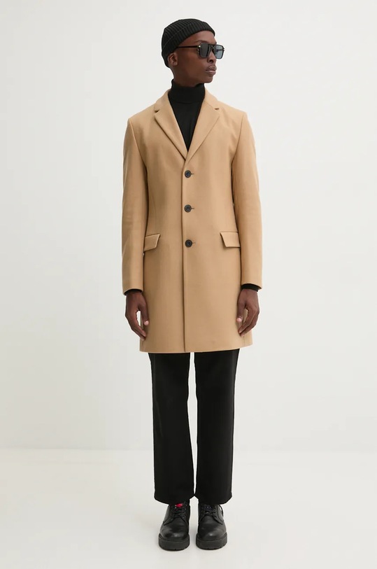 HUGO palton de lana 50528793 bej AW24