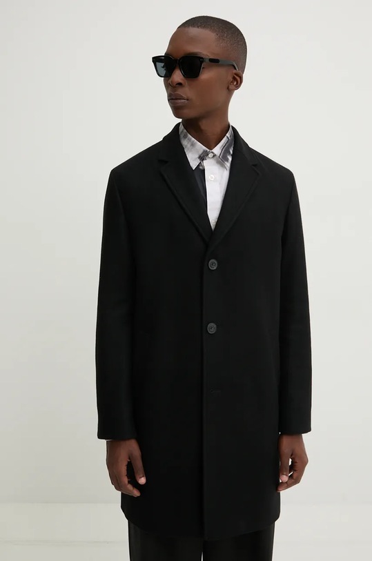 Vlněný kabát HUGO nezateplené černá 50528809