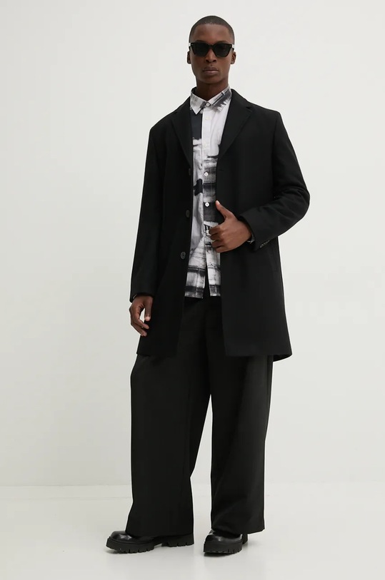 Vlněný kabát HUGO 50528809 černá AW24