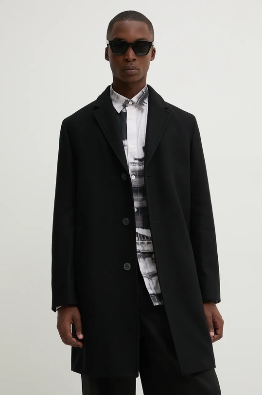Vlněný kabát HUGO černá 50528809