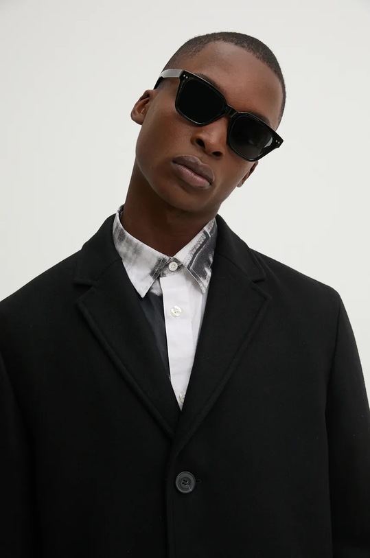 Vlněný kabát HUGO 50528809 černá