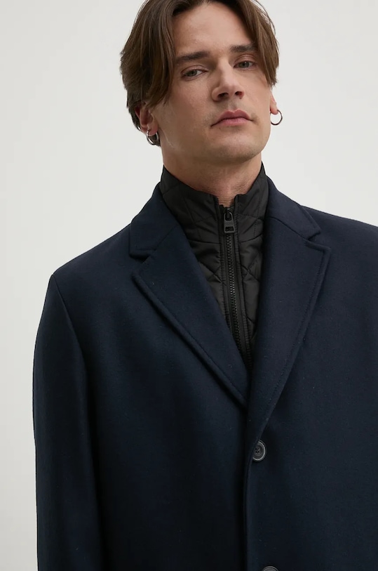 Шерстяное пальто HUGO тёмно-синий 50528836