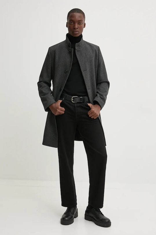 HUGO płaszcz wełniany 50525187 szary AW24