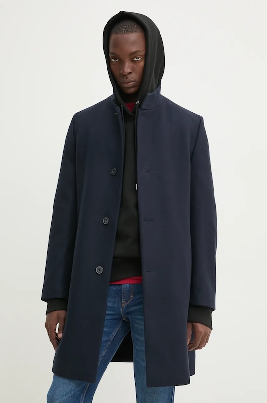 HUGO palton de lana cu captuseala bleumarin 50528837