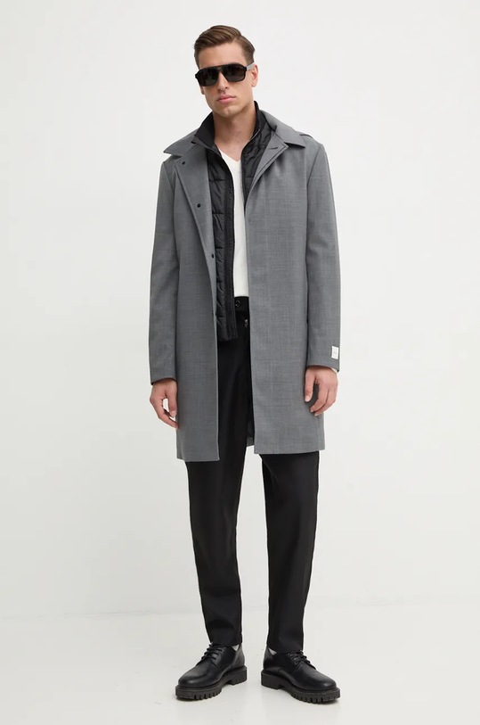 Calvin Klein płaszcz z domieszką wełny K10K113269 szary AW24