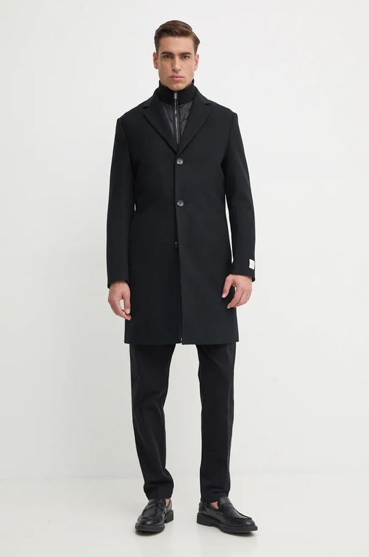 Vlněný kabát Calvin Klein K10K113270 černá