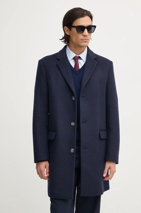 Шерстяное пальто Calvin Klein с подкладкой тёмно-синий K10K113664