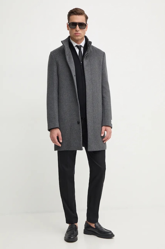 Vlněný kabát Calvin Klein K10K113665 šedá AW24