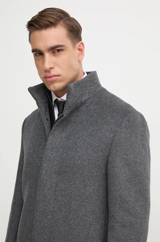 Vlněný kabát Calvin Klein K10K113665 šedá