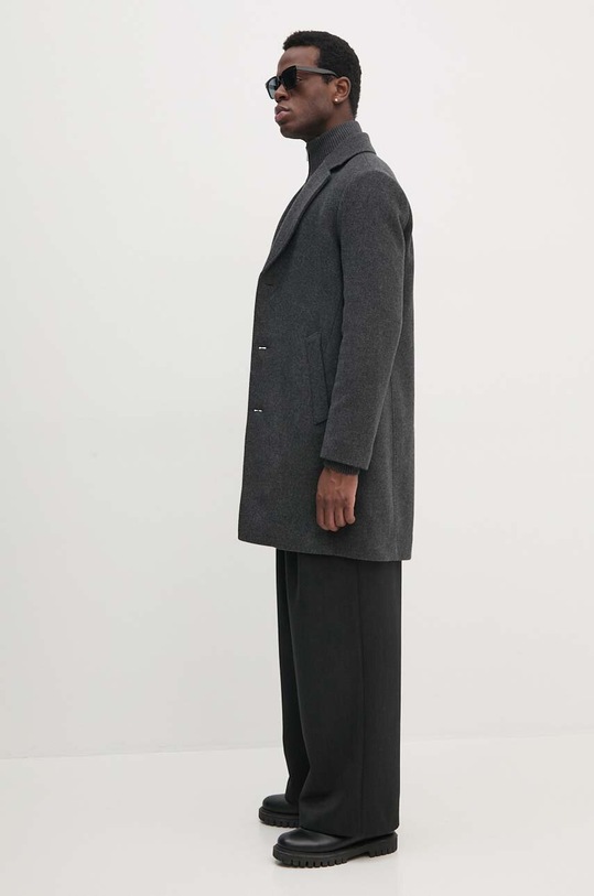 Tommy Hilfiger płaszcz wełniany bez kaptura szary MW0MW36611