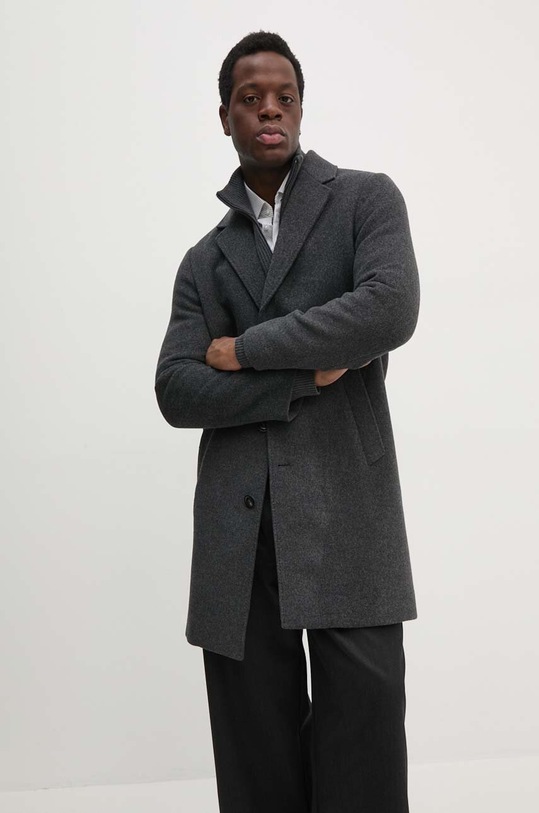 Tommy Hilfiger płaszcz wełniany MW0MW36611 szary