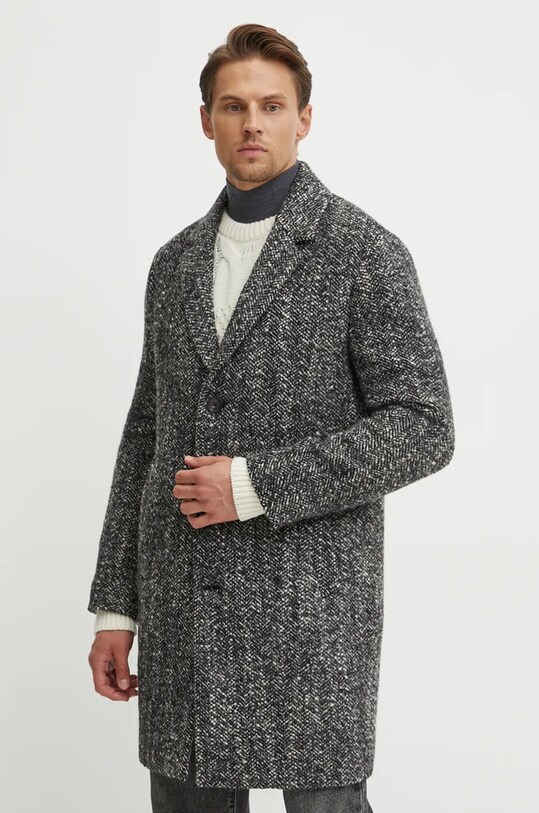 Шерстяное пальто Tommy Hilfiger с подкладкой чёрный MW0MW37312