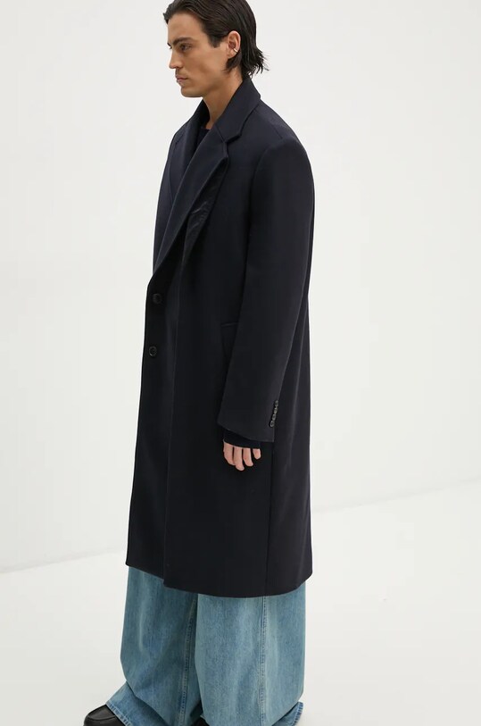 Вовняне пальто Y/Project DOUBLE FRONT COAT темно-синій 201CO006