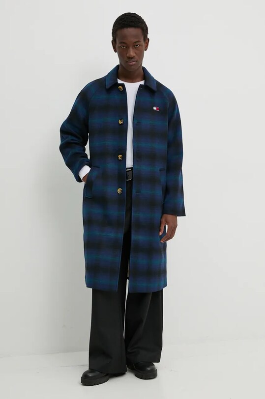 Kabát s příměsí vlny Tommy Jeans DM0DM20608 vícebarevná AW24