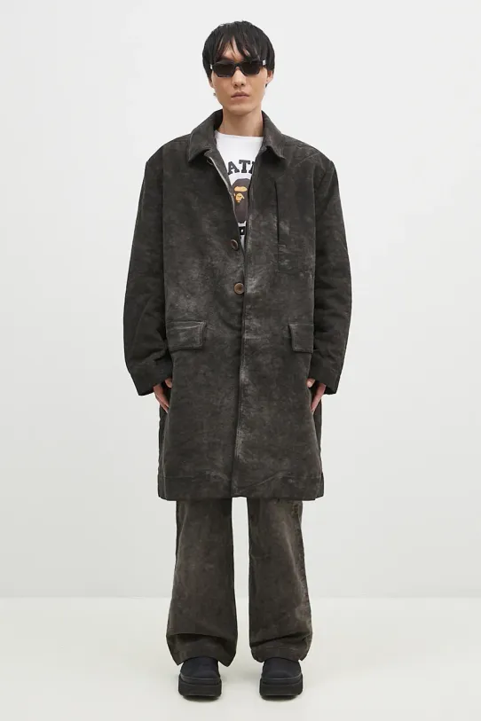 Bavlněný kabát Rick Owens Jumbo Mac zateplené šedá DU02D2968.MO