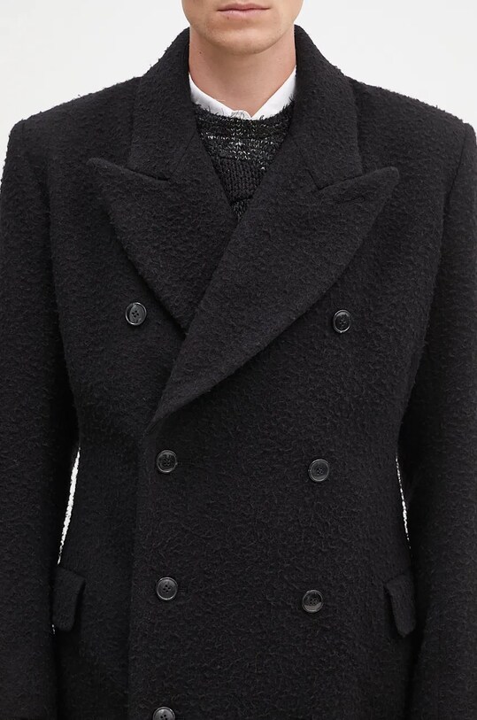 Вълнено палто Martine Rose Double Breasted Shirt Overcoat черен 325WT07001
