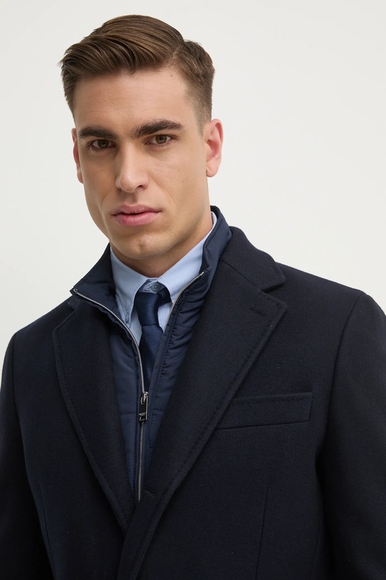 Vlněný kabát Hackett London HM403241R námořnická modř