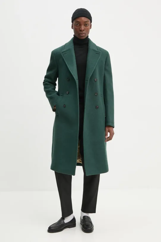 Drôle de Monsieur palton de lana Le Manteau Laine cu captuseala verde E.CT134.WO030.DGN