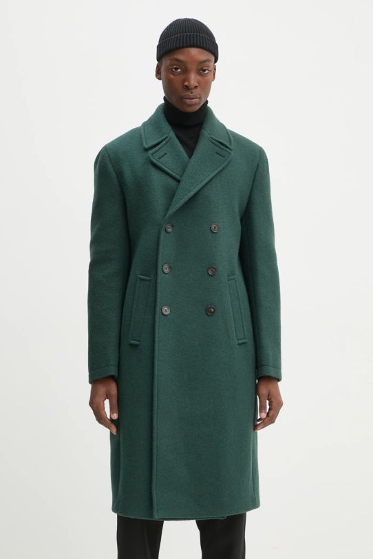 Drôle de Monsieur cappotto in lana Le Manteau Laine E.CT134.WO030.DGN verde AW24