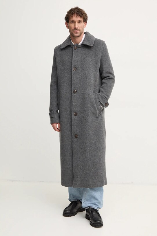 Fiorucci płaszcz wełniany bez kaptura szary U01FMOCO244WO01GY01