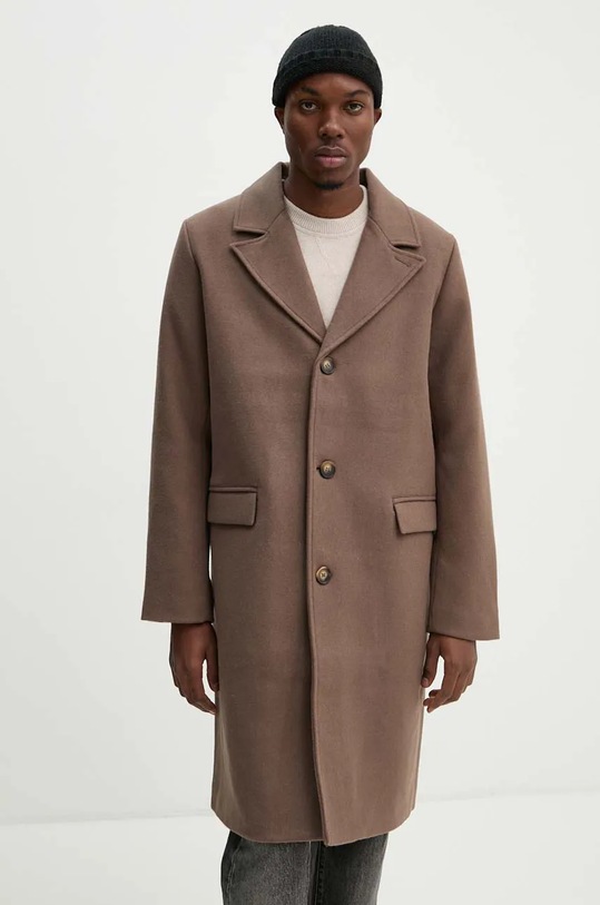 Won Hundred płaszcz wełniany bez kaptura beżowy 3319.13050