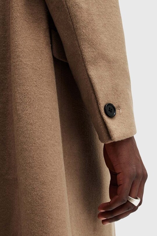Odzież AllSaints płaszcz z domieszką wełny HAL COAT M005OZ beżowy