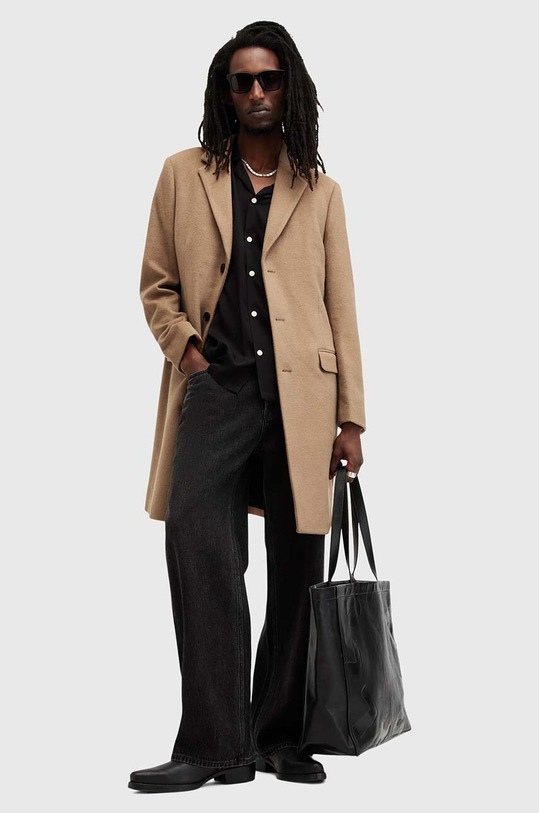 AllSaints płaszcz z domieszką wełny HAL COAT M005OZ