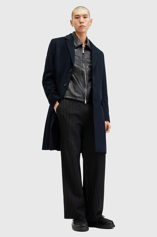 Пальто с примесью шерсти AllSaints HAL COAT M005OZ тёмно-синий