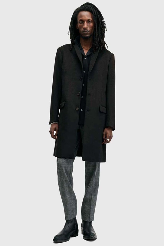 Пальто з домішкою вовни AllSaints HAL COAT з підкладкою чорний M005OZ