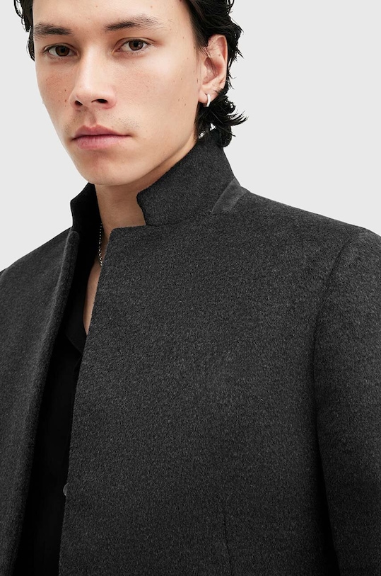 AllSaints płaszcz z domieszką wełny HARGROVE COAT M038OB zielony AW24