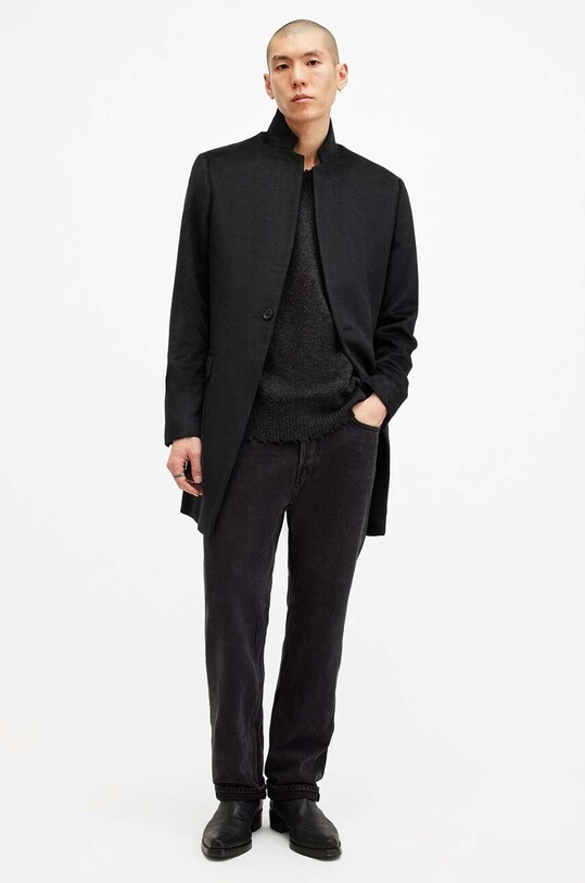 Пальто с примесью шерсти AllSaints HARGROVE COAT M038OB чёрный