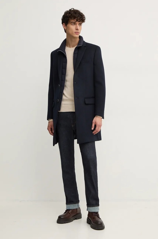 MACKAGE płaszcz wełniany SKAI.SLB granatowy AW24