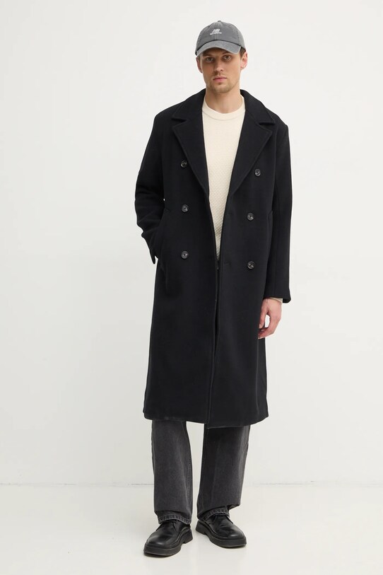 Vuneni kaput Abercrombie & Fitch vuna crna KI132.4147.901